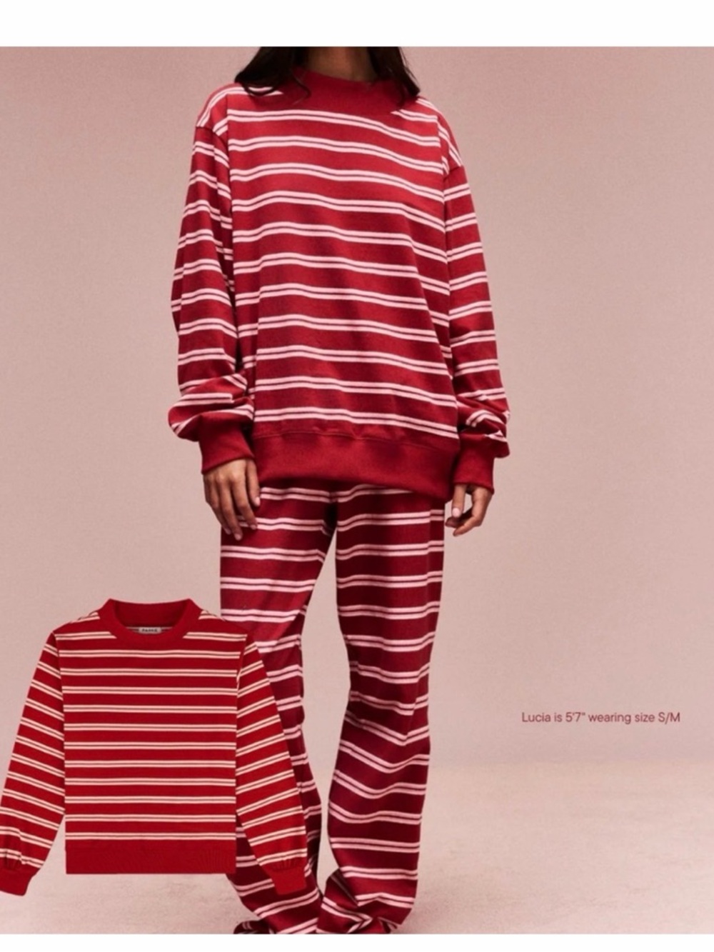 Striped Red & White Oversized Sweatshirt - Women's Cozy Pullover